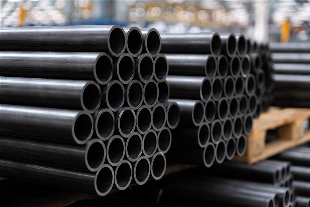 Stacked steel pipes